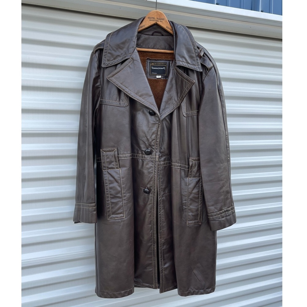 Vintage JC Penney Towncraft Lined Leather Overcoat
